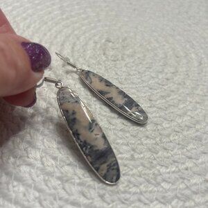 Beautiful PORCELAIN JASPER Handmade Sterling 925 Dangle Earrings #271E